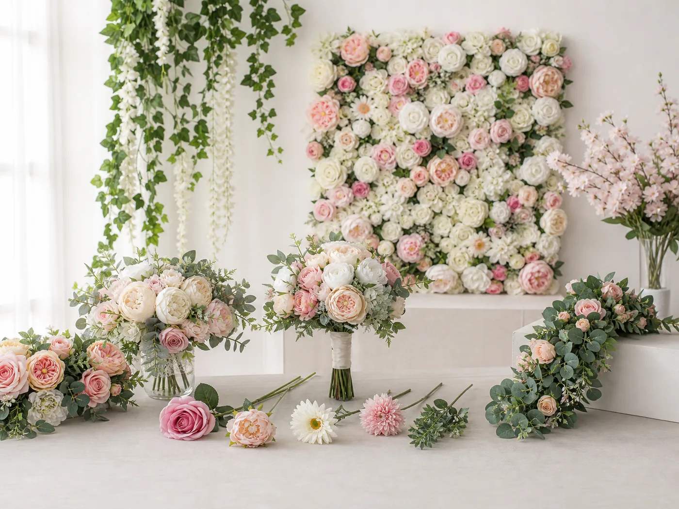 Artificial Flowers — Bouquets, single stems, flower walls, vines, and decorative artificial flowers with custom size and color